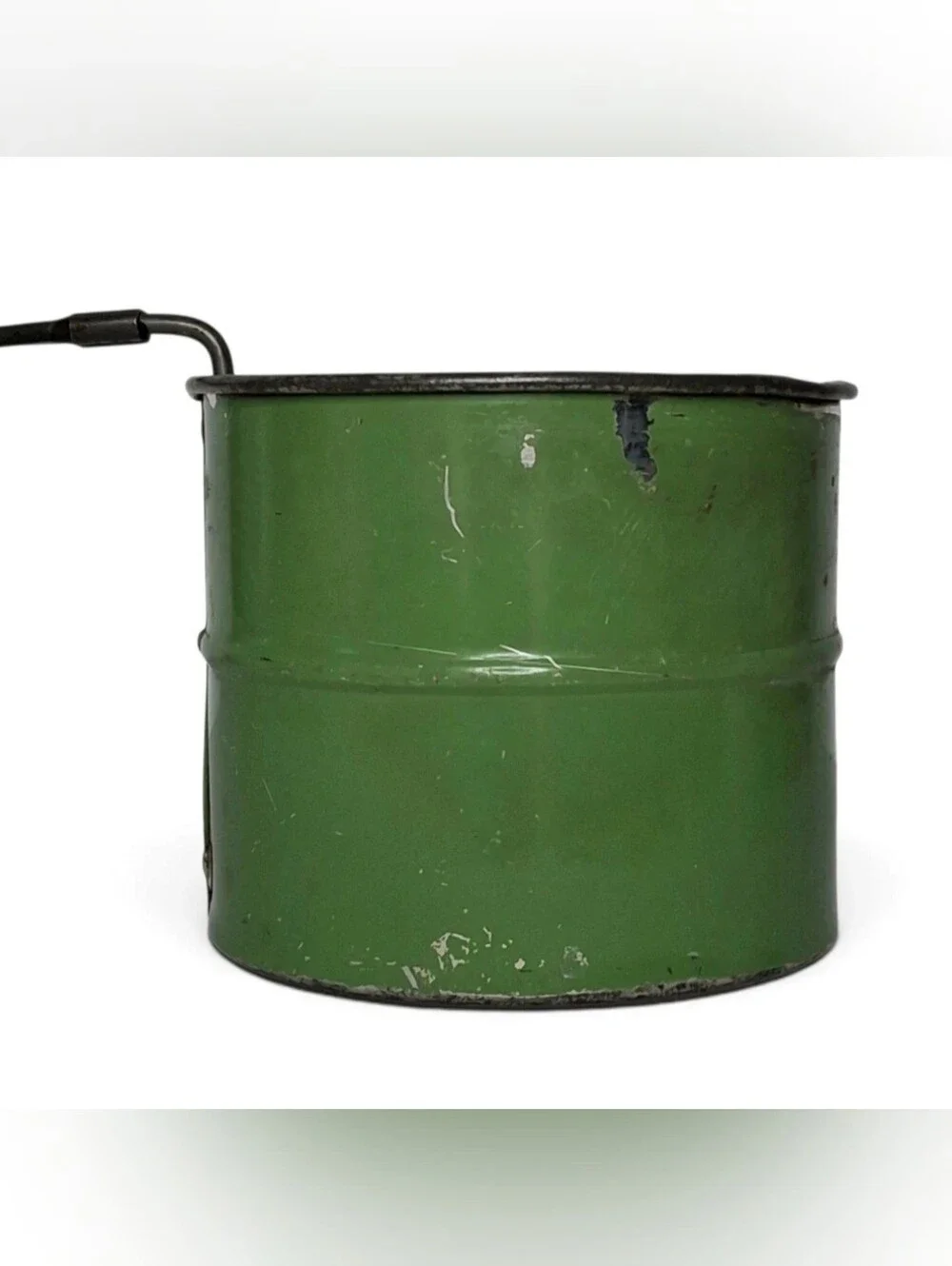 Vintage Chippy Green Flour Sifter Two Cup Hand Held Tin Shake Shaker Sifter